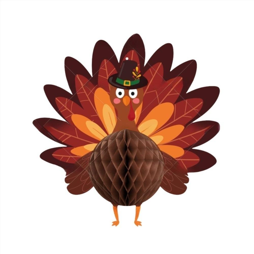 2pcs Thanksgiving Theme Thanksgiving Turkey Ornament Honeycomb Ball Party Hangings  Home Decoration