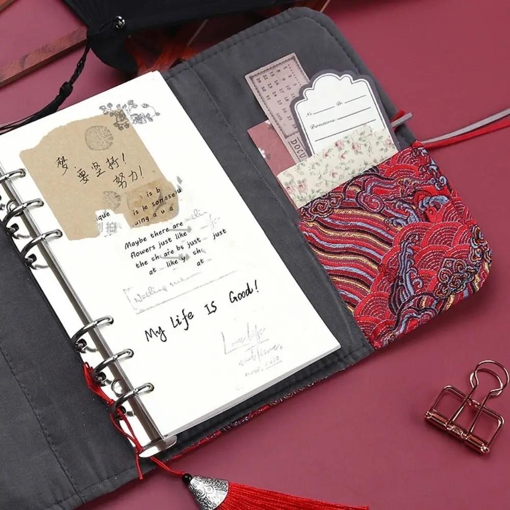 Retro Scrapbook Binder Cloth Cover Loose-leaf Notebook Portable A6 Loose-leaf Diary  for Girls