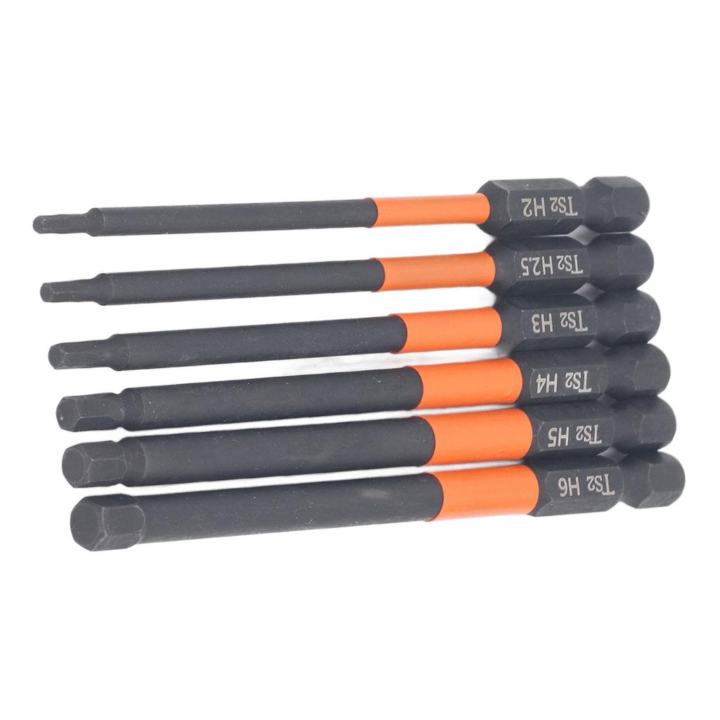 6 Szt. Zestaw Kluczy Sześciokątnych Bitów do Wiertarki H2 Do H6 100L Stop S2 Silne Magnetyczne Klucze Sześciokątne Bit do Wiertarki do Domu