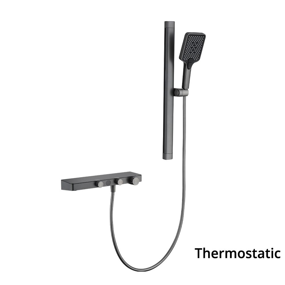 Thermostatic Shower Faucet Arm Lift Rod Brass Shelf 2 Function Spout& Hand Shower Hot And Cold Bathroom Tap 2 Model Bathroom Tap