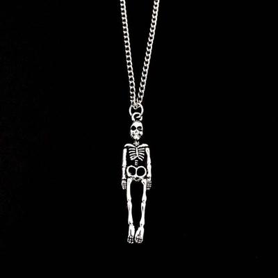 Dark Skeleton Pendant Necklace: Retro Hip-Hop Style for Men and Women