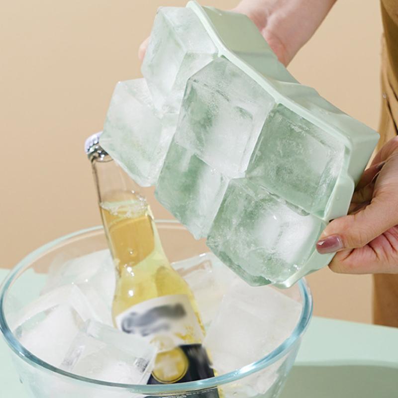 Silicone Large Ice Molds 2 Inch Big Ice Cube Trays With Removable Lid BPA-Free Easy Release And Stackable Flexible Ice Cube Tray