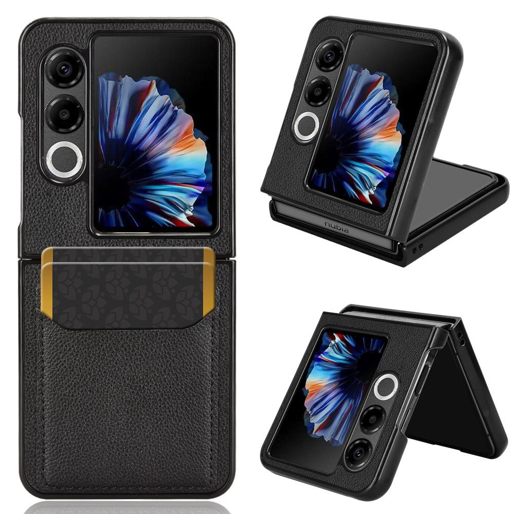 For ZTE Nubia Flip2 5G A404ZT Case Card Holder Litchi Texture Leather+PC Folding Phone Cover