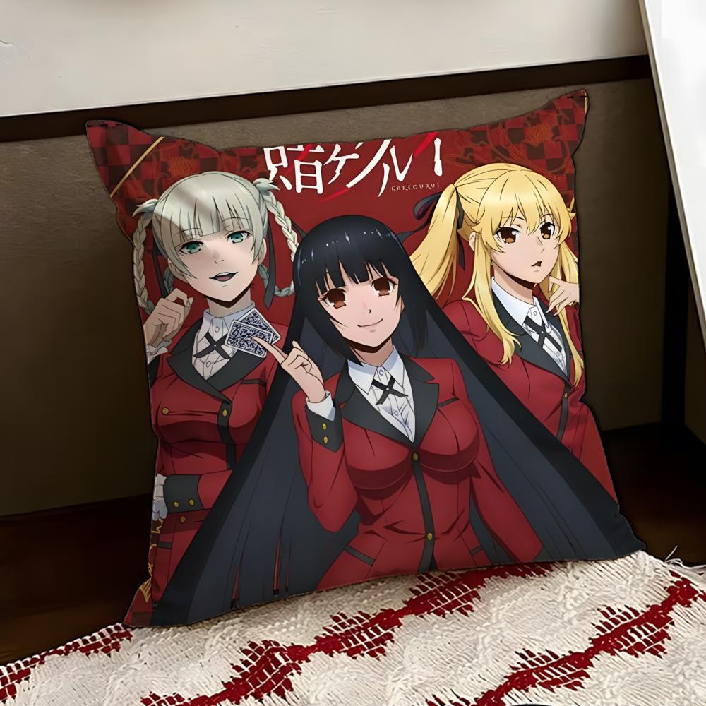 KKakegurui Anime Cushion Cover Reversible Soft Durable Pillow Cover Home Car MultiScene Use for Daily Comfort