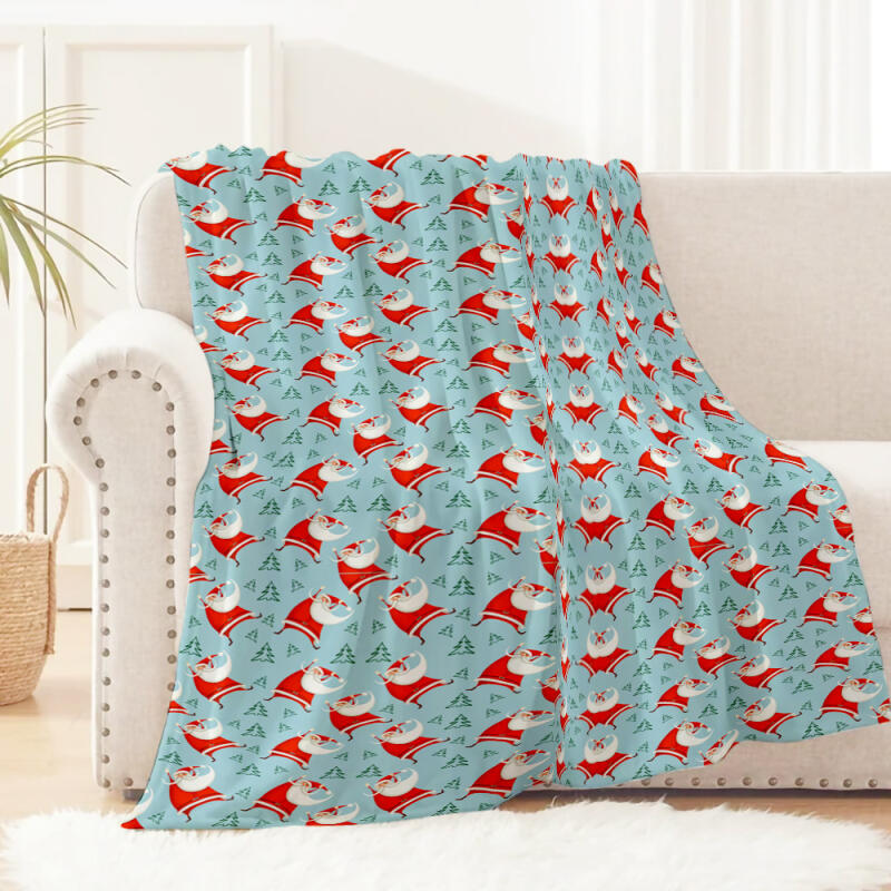 

1 шт. Флисовое одеяло с принтом Санты - Фланелевый плед для дивана-кровати с реверсивным праздничным дизайном 70*100cm