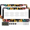 2PCS Yellow Cat Pattern License Plate Frames For Men Women - Universal Aluminum Stainless Steel Kitten Cat Mom Personalized Car Tag Covers Holder