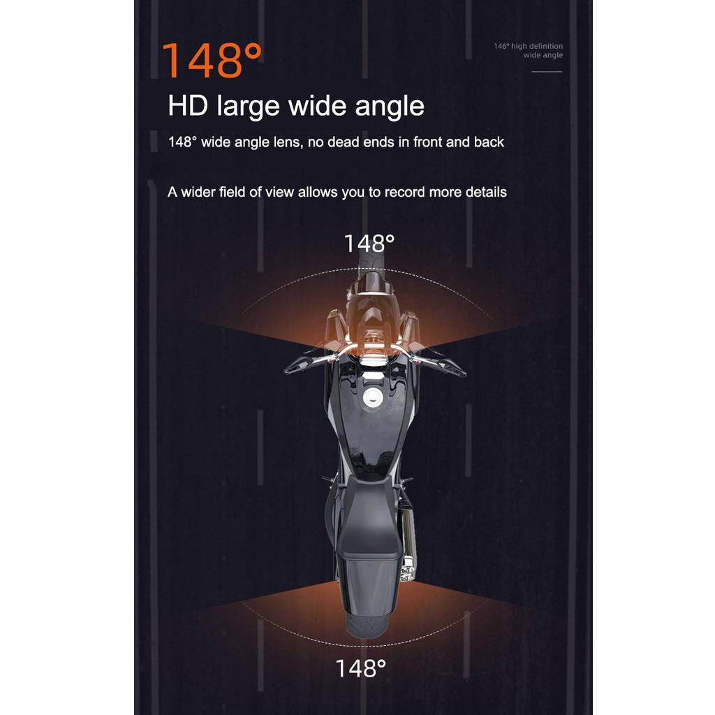 Motorcycle Recorder, 1080P HD Front and Rear Dual Lenses, Wire-controlled Driving Recorder, WIFI+GPS
