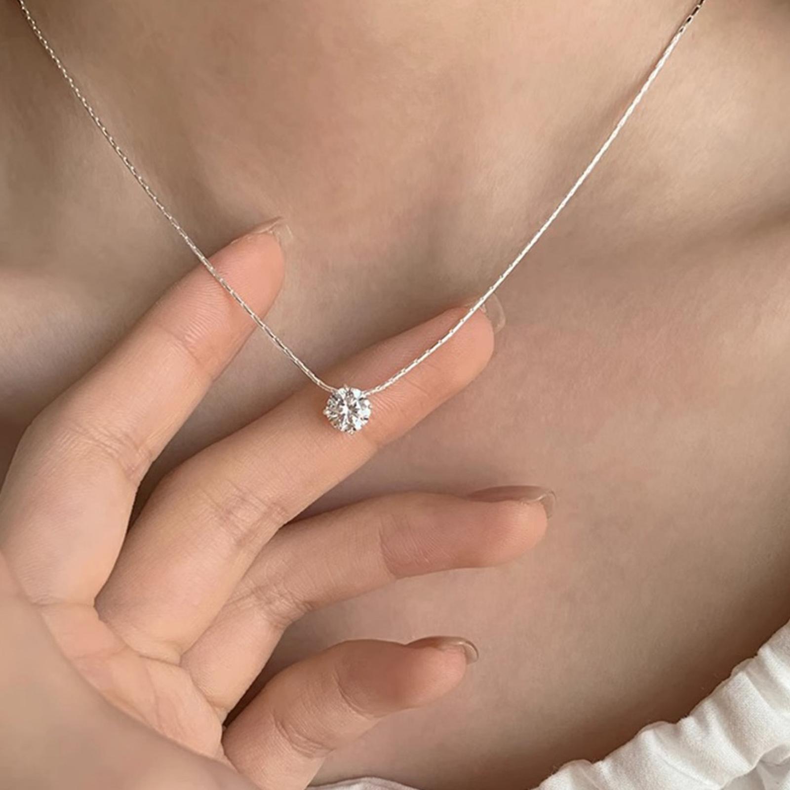 

Просте цирконієве намисто для жінок, компактний блискучий ланцюжок на ключицю з дорогоцінним камінням, легка розкіш, дівоче намисто, ювелірні вироби, аксесуари для шиї срібний
