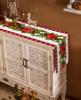 Christmas Poinsettia Pine Linen Table Runners Dresser Scarves Table Decor Winter Xmas Dining Table Runners Holiday Party Decor