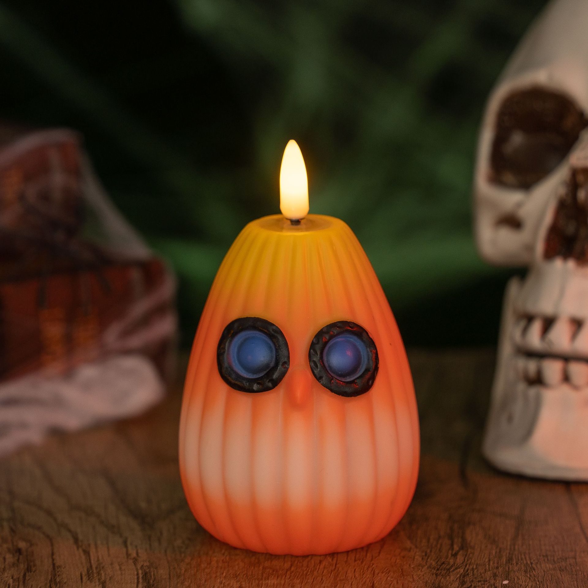 

Whimsical Owl Candle Halloween Decor Glow-in-the-Dark Night Light D