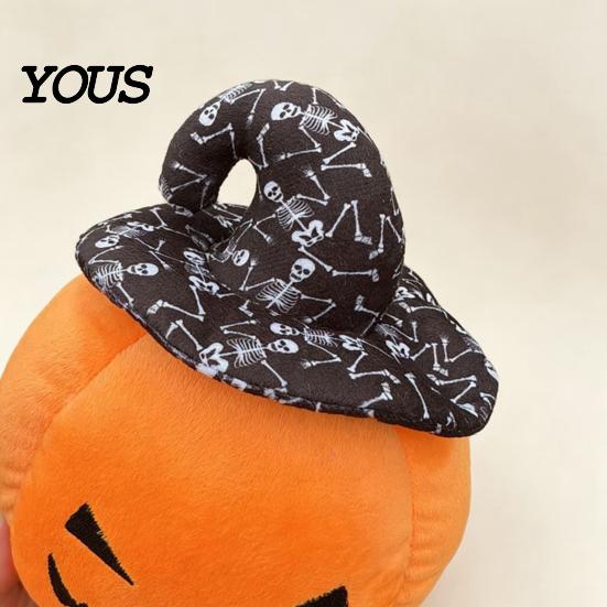 Decorative Pumpkin for Sofa Halloween Plush Toy, Cute Wizard Hat Stuffed Animal Pillow Soft Polyester Figure Bed, Spooky Home Decor Ornament Party And
