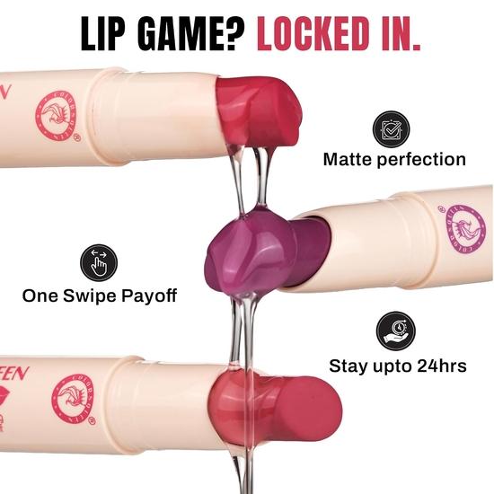 Colors Queen Color Stay Matte Lipstick | Highly Pigmented with Smooth One Swipe Application | Ultra Matte Finish | Smudge Proof (13 - Wine, 2.1g)