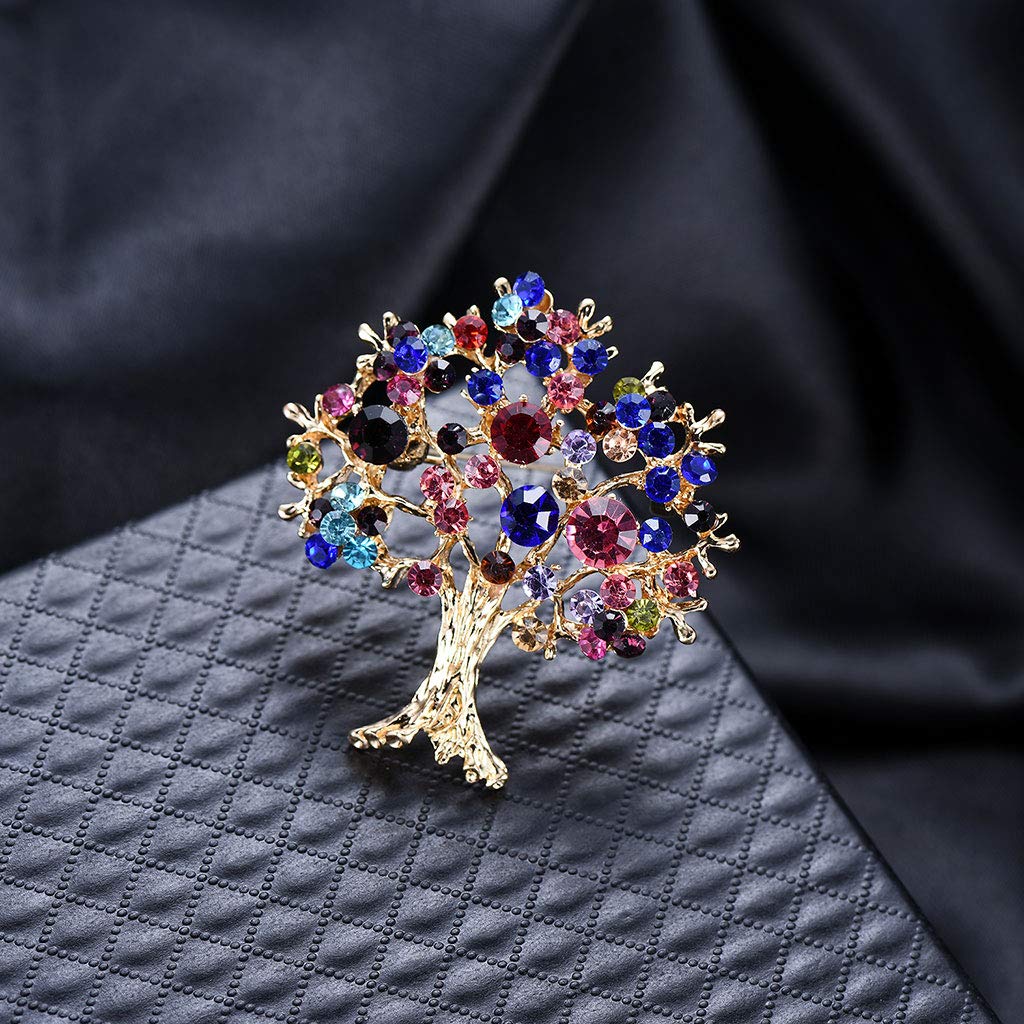 Comelyjewel Tree Rhinestone Banquet Suit Scarf Charm Jewelry Badge for Party Metal Brooch, Pin, Cosplay.,