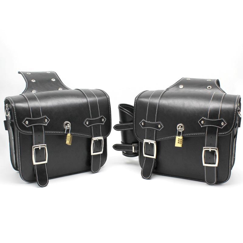 

Подвесная сумка для мотоцикла в стиле ретро Harley Crown Prince, боковая сумка для автомобиля, боковая сумка для мотоцикла, водонепроницаемая и солнцезащитная боковая сумка-седло с замком 31x12x24cm чёрный