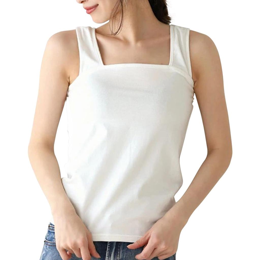 Trnvco Cooling Camisole Tank Layering Bra Strap Chest Thick Shoulder High Summer Women's Top, Cotton, Innerwear, Coverage, Coverage, Straps, Sides,