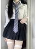 Original JK Uniform: Women's Sexy Long-Sleeve Pleated Shirt, Slimming Waist-Hugging Design.