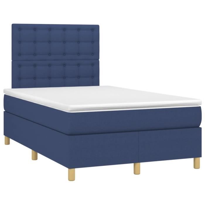 3142647 vidaXL Lit à sommier tapissier avec matelas Bleu 120x200 cm Tissu