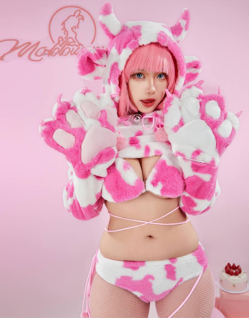 Mobbunny Beautiful Cosplay Long and Dairy Sexy and Cute Outfit Perfect for Transformation and Pink Women's Costume, Anime/Game Costume, Sleeves,
