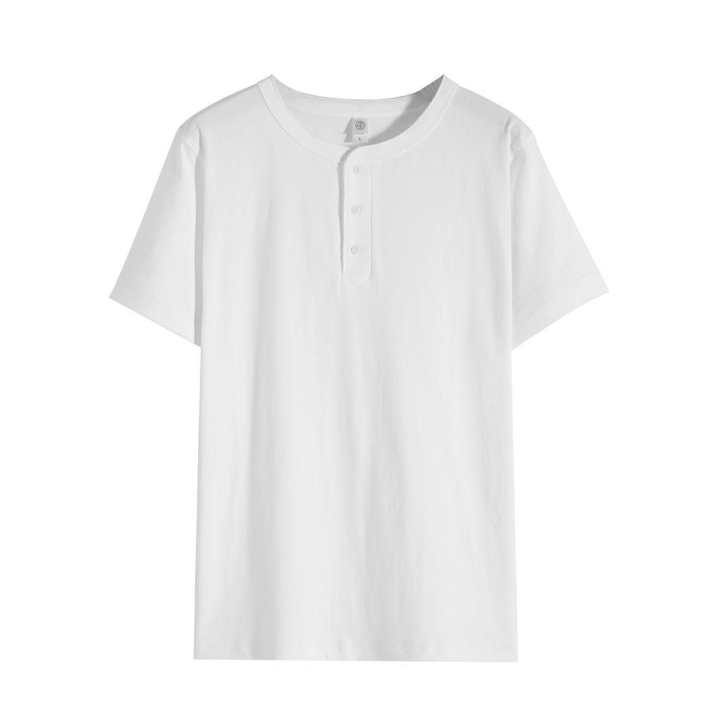 Men Short Sleeve Henley Heavyweight Every Day T-Shirt