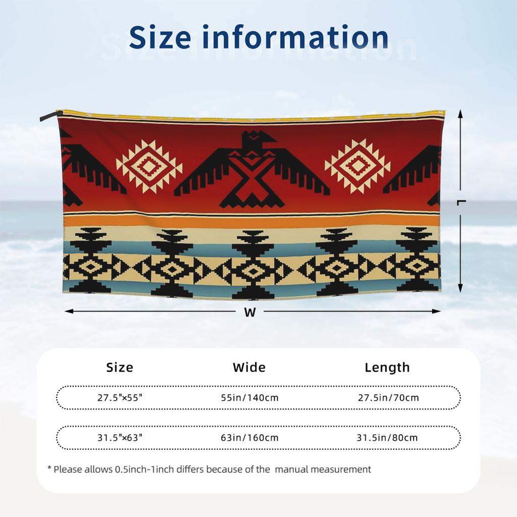 Thunderbird Native American Pattern Beach Towel Soft Microfiber Quick Dry Absorbent Quick Towels For Bath