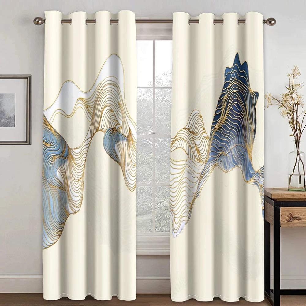 Gray White Multicolor High Shading Curtain for Adults Bedroom Art Style Luxury Thick Clackout Window Drapes Living Room Curtains