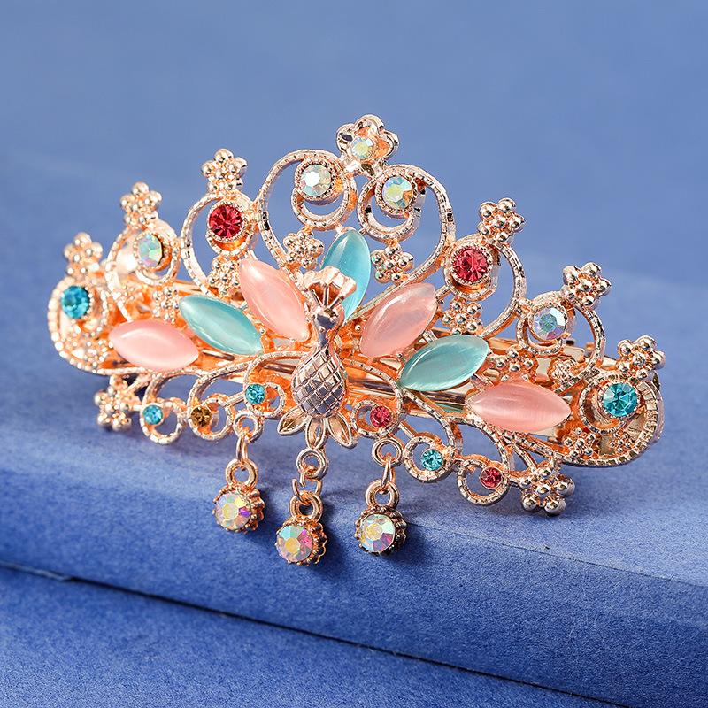 

Роскошные искусственные пружинные заколки со стразами для женщин, элегантные заколки в виде листьев и цветов для свадебных головных уборов