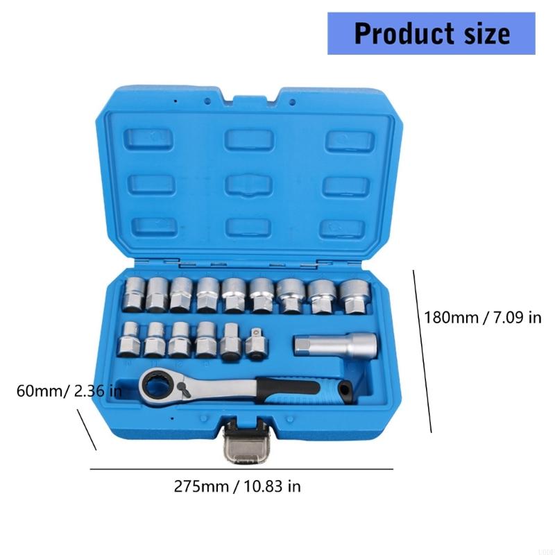 High Strength Pass Through Socket Set Bidirectional Design with 12Tooth Ratchet Storage Case for Auto Repair Use