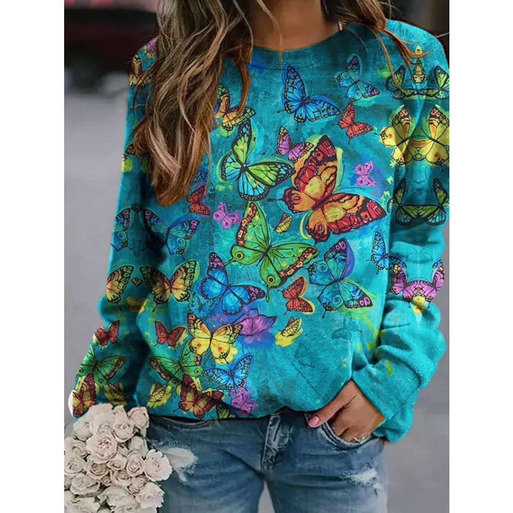 Autumn Pullovers & Long Sleeves Fashion New 3D Animal Print Urban Leisure Women's Round Neck Long Sleeved Pullover
