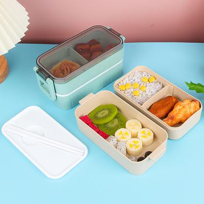 Przenośny Szczelny Dwuwarstwowy Podgrzewany Kuchenką Mikrofalową Pojemnik na Lunch dla Studentów i Dorosłych