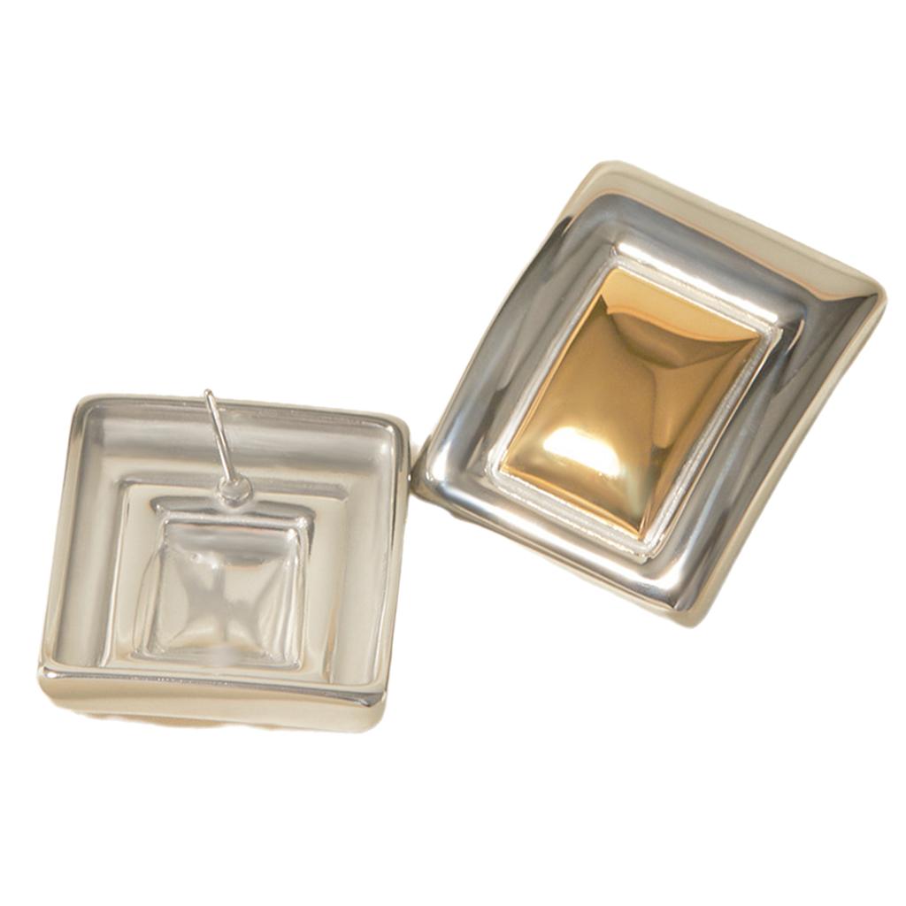 Geometric Gold and Silver Tone Studs Earrings for Women Fashion Vintage Texture Ear Accessories Lightweight Jewelry