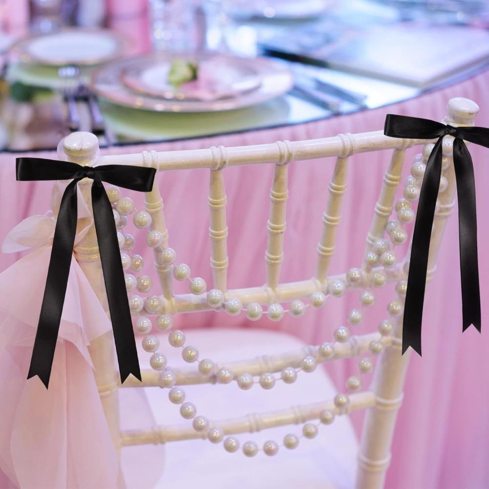 

Artificial Chair Back Pearl String for Weddings Aisle Decorations Floral Designs чорний