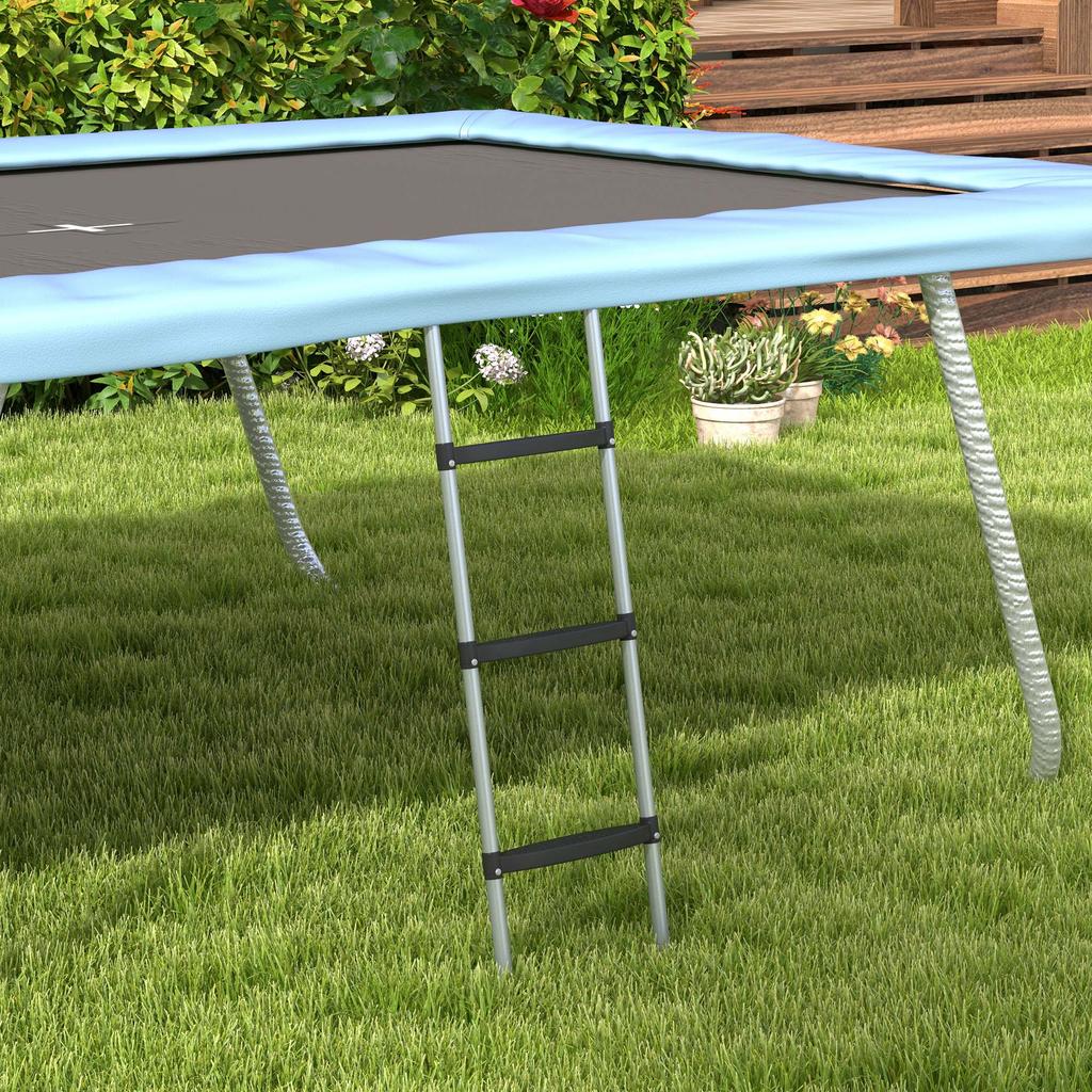 3-or-2-Step Trampoline Ladder Wide Horizontal Steps, Universal Hook, 120 Kg Capacity, 110 X 32 Cm Silver