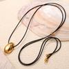 Female Simple Pull Adjustment Black Rope High-End Long Necklace Leather Rope Smooth Surface Exaggerated Water Drop Large Sweater Chain Male
