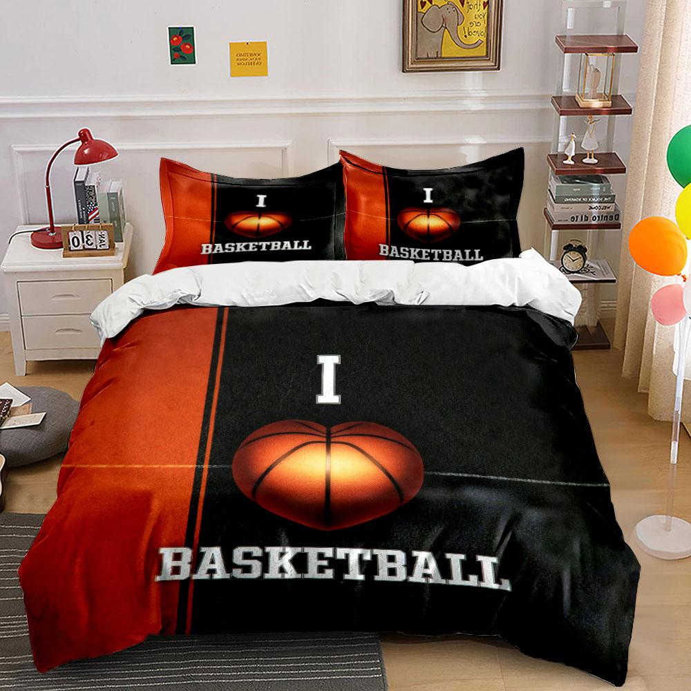 I Love Basketball Sports Gear Theme 3Pc Kid'S And Adults' Bedroom Decor, Exquisite Three-Piece Bedding Set Gift