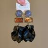 Silver Needle Retro Acrylic Smudged Square Petal Fringe Stud Earrings Niche Fashion High-end Personalized Earrings