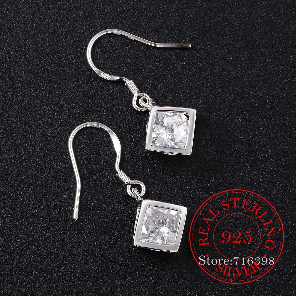 Koreanische 925 Sterling Silber Romantische Quadrat Kristall Vintage Lange Quaste Baumeln Ohrringe Für Frauen, Verlobung, Hochzeit Schmuck