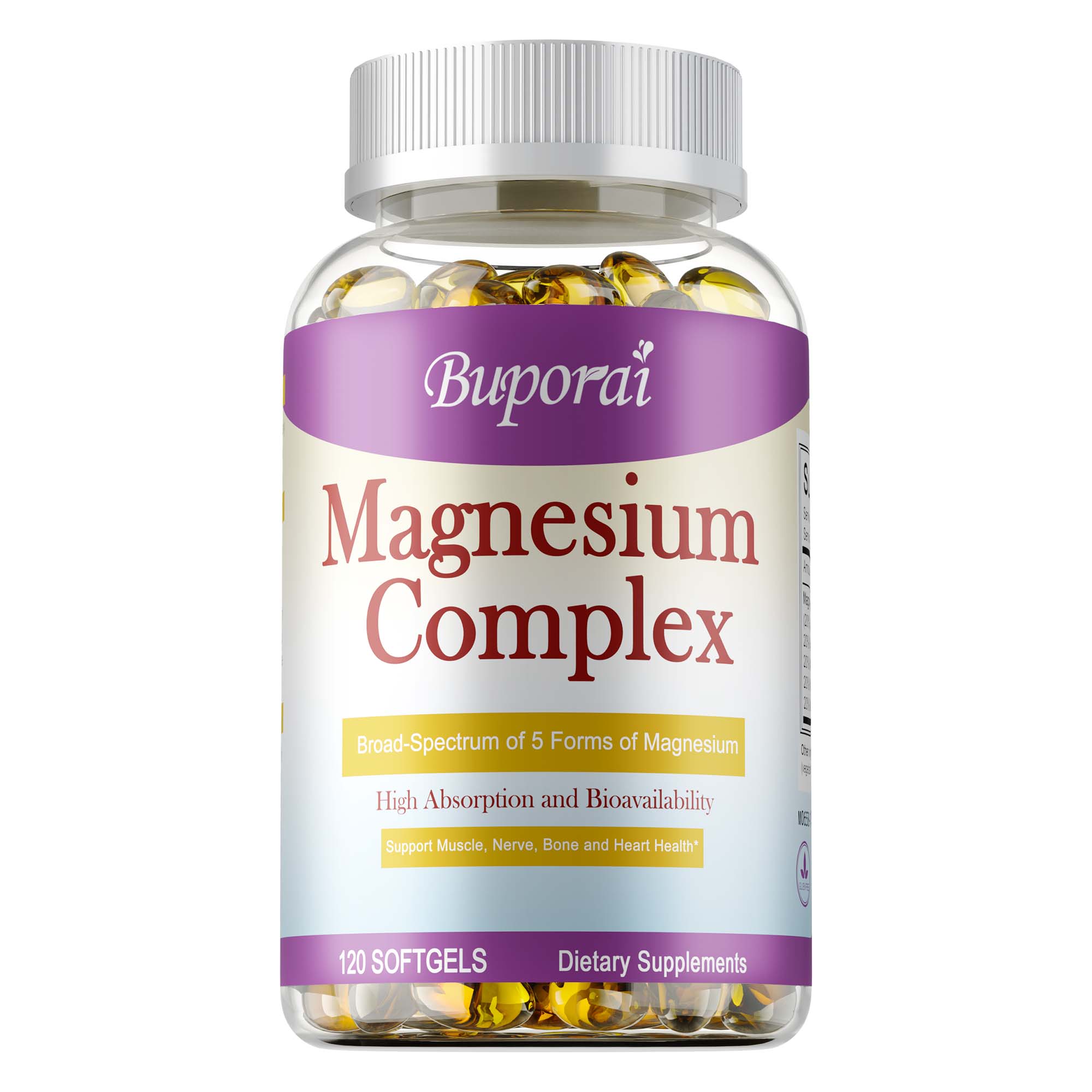 

5-in-1 Magnesium Complex, Contains Magnesium Glycine and Magnesium Citrate Mixture, 500 mg, Nutritional Supplement 120
