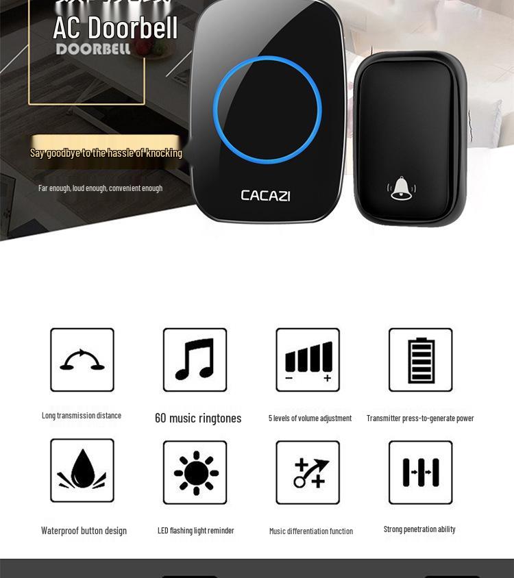 Eco-Friendly Self-Powered Wireless Doorbell: Battery-Free, Smart, Waterproof, One-to-Three Home Solution