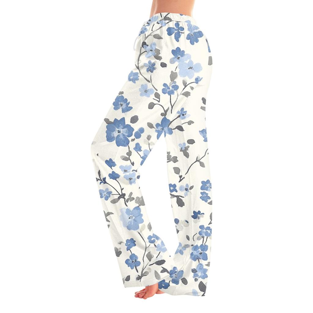 Pantaloni da pigiama da donna, da notte, casual, con coulisse, elastici in vita, comodi, dritti, yoga, larghi