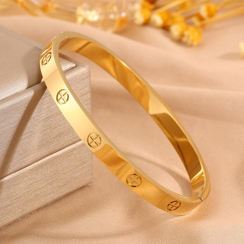 Gold , Fashionable Versatile Screw Titanium Steel , Simple Design Cross Hidden Buckle