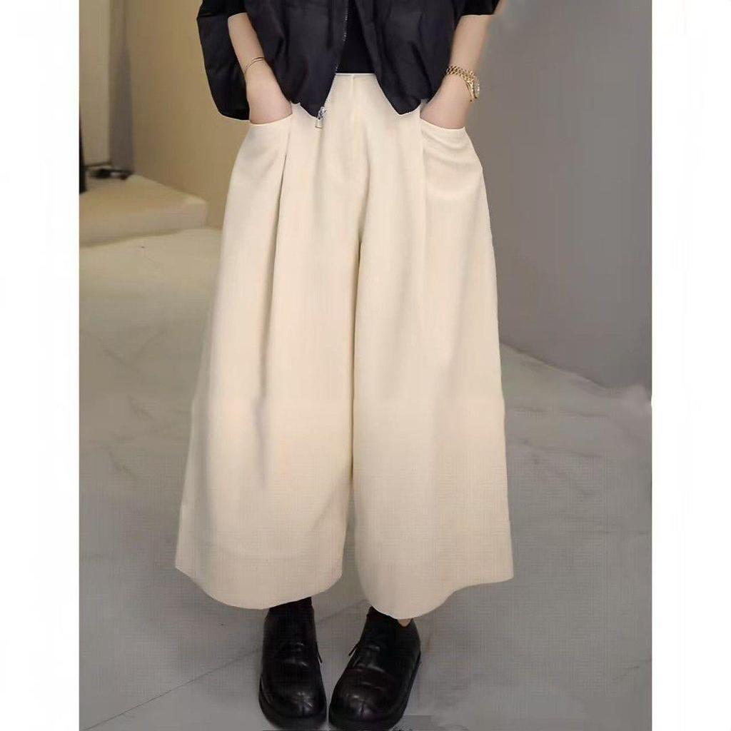 Women's High-Waisted Corduroy Wide-Leg Pants - Slimming, Pleated, Casual Fit for Autumn