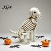 Weather Resistant Garden Statues Skull Puppy Resin Figurine, Halloween Retro Skeleton Dog Statue, Aged Sculptures Gothic Desktop Ornament for Bars And