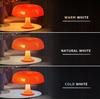 LED Mushroom Table Lamp, USB Modern Retro Bedside Lamp, 3 Color Temperatures, Dimmable Night Light, Orange, 33 X 22 Cm