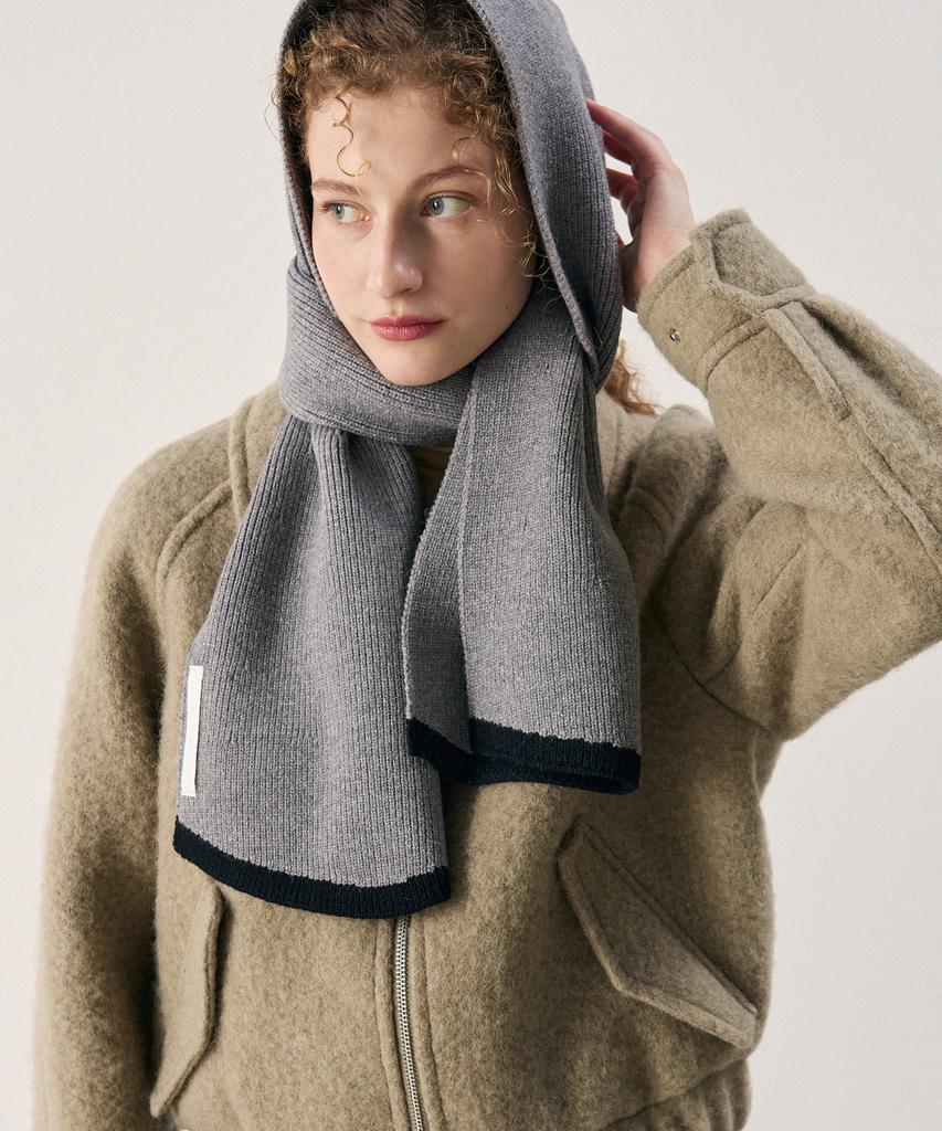 Deuloupisumeon Line Flare Ribbed Knit Scarf [Endless Blue]