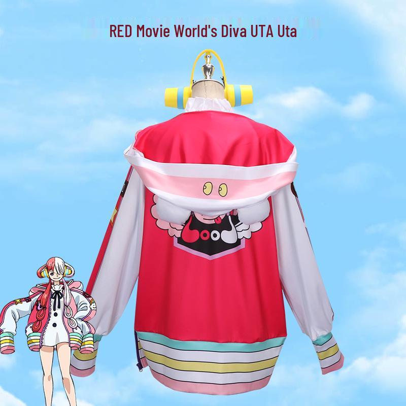 Červený Uta Cosplay Set: Japonský Lolita kabát a rukávy skladem