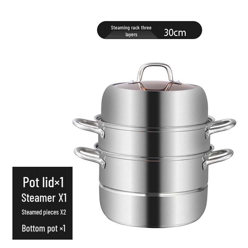 304 Stainless Steel 3-Tier Steamer Pot