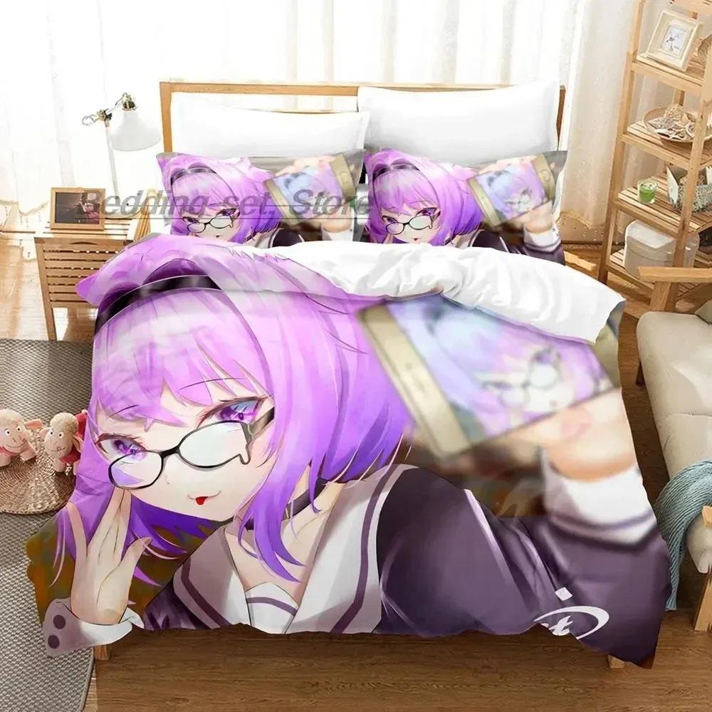 Hololive Neko Mata Okayu Bedding Set Single Twin Full Queen King Size Bed Set Aldult Kid Bedroom Duvetcover Sets 3D Print Kawaii