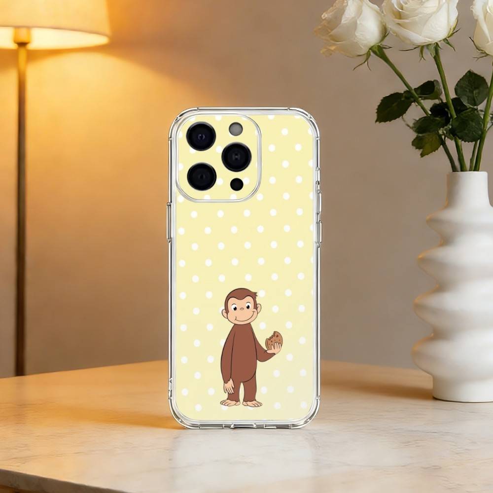 Luxury C-Curious G-George Phone Case For iPhone 17 16 15 14 13 12 11 Mini Pro Max Plus Transparent Cover