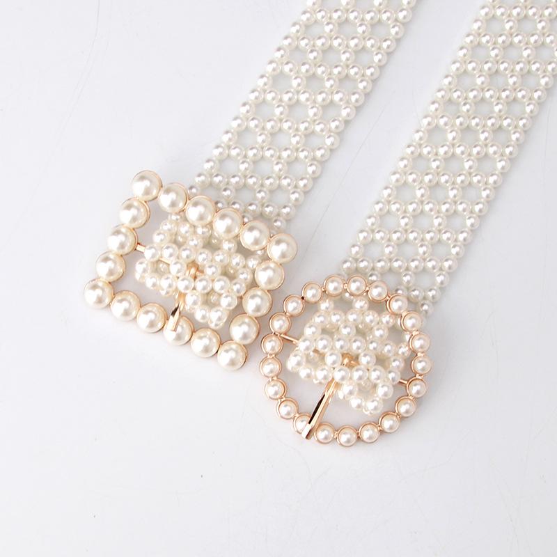Women's Korean Style Pearl Beaded Waist Belt - Elegant & Fashionable Dress Accessory