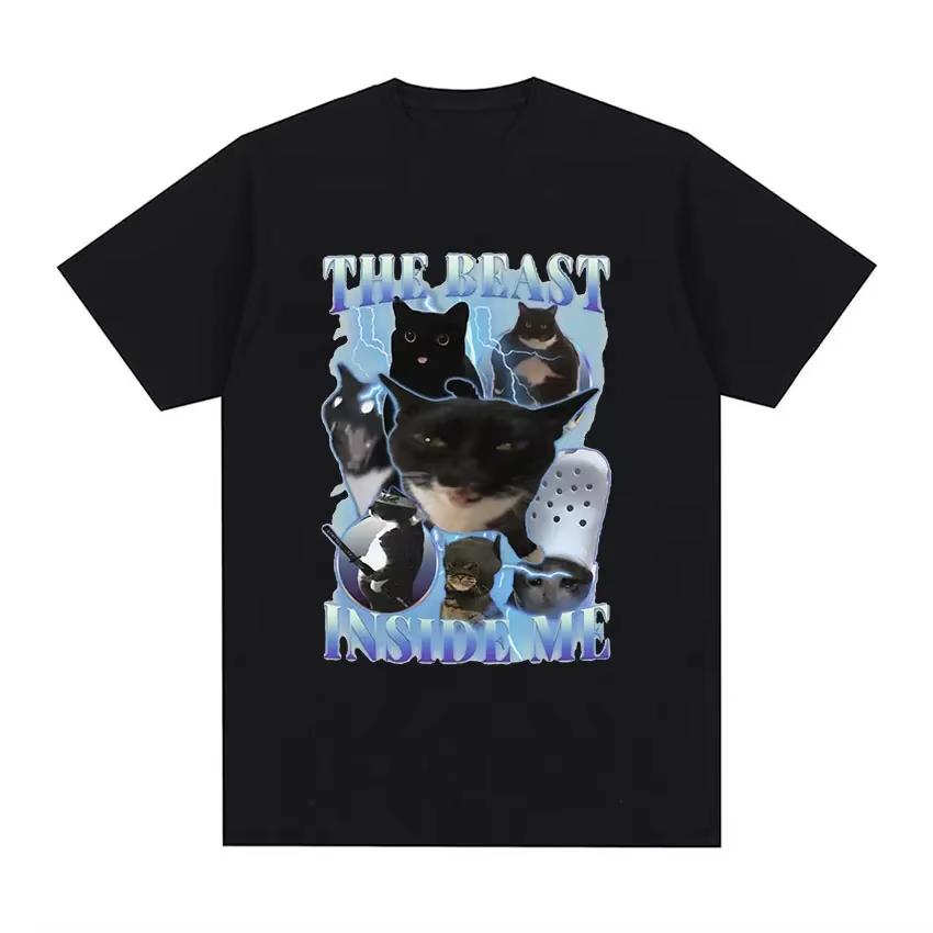 

The Beast Inside Me Funny Cat Meme T Shirts Men Women Harajuku Fashion Clothing T-shirt Vintage Harajuku Tshirt - Men s Summe... S